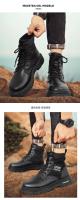 Botas De Cuero Impermeables Para Hombre Botines De Moda Casual Para Otoño Y Primavera Zapatos De Deporte De Media Calf High Para Senderismo Exterior - details 23