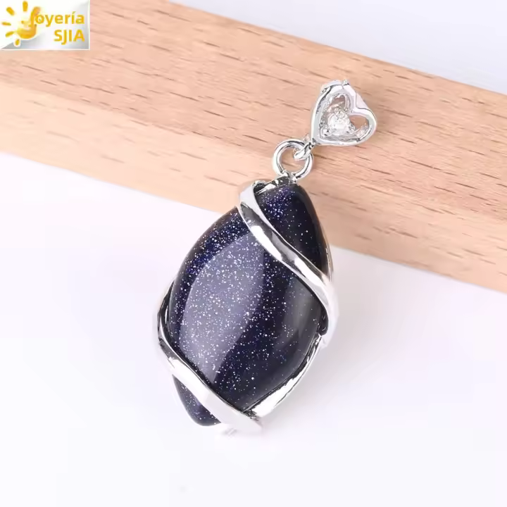 Colgante Clásico En Forma De Ojo De Caballo CSJA Con Piedras Naturales Pendiente De Plata Para Collares Unisex Joyería Moda - 1