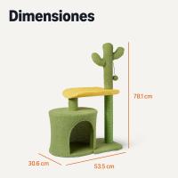 Árbol de Cactus para Gatos y Gatitos de Interior, rascador con Percha Curva y acogedora Torre para Gatos, Pelota Colgante interactiva, 77,9 cm (30,7”) de Altura, Verde - details 3
