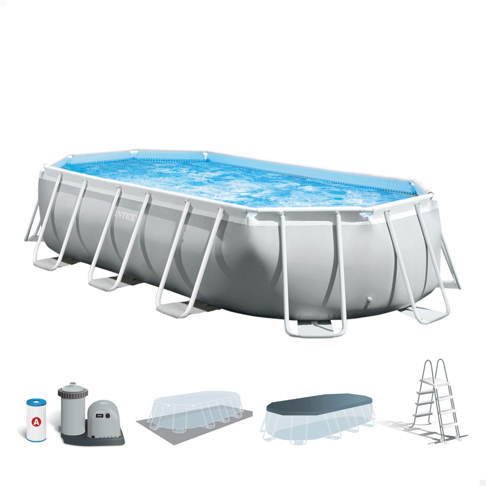 Piscina desmontable ovalada Prism Frame con depuradora, PIscina Prisma Frame Intex, Piscina Intex con depuradora, Piscina ovalada Intex, Piscina con depuradora de cartucho, Piscina depuradora