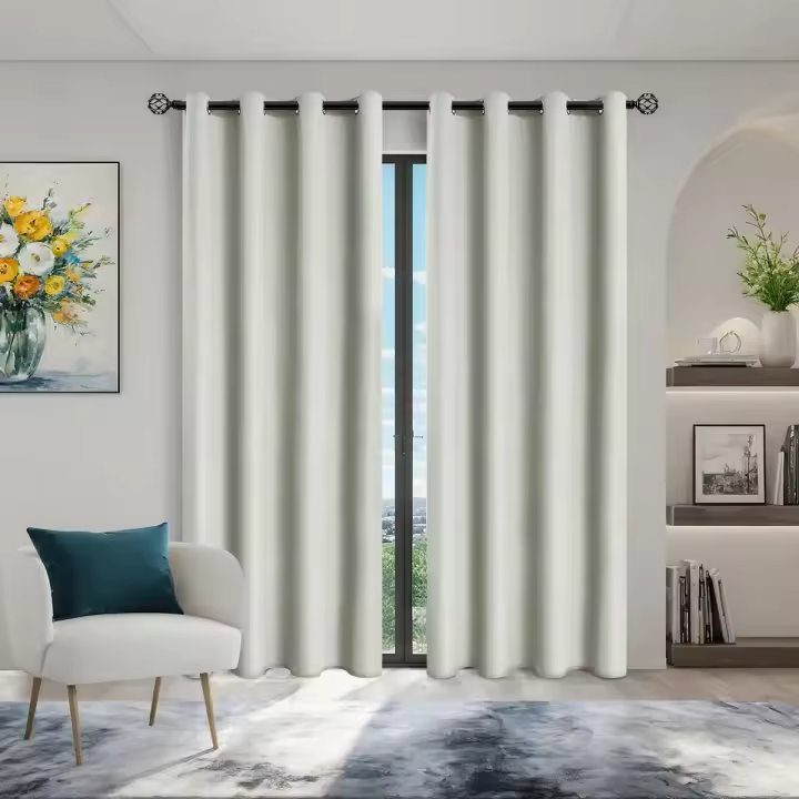 1pc Cortinas De Blackout Total 100% Con Grommets Para Sala De Estar Y Dormitorio Material De Poliéster Resistente Al Químico - 1