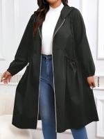 Abrigo De Invierno Para Mujer Talla Grande Con Capucha Cremallera Y Cordones Manga Larga Bolsillos Estilo Casual Para El Día - details 0