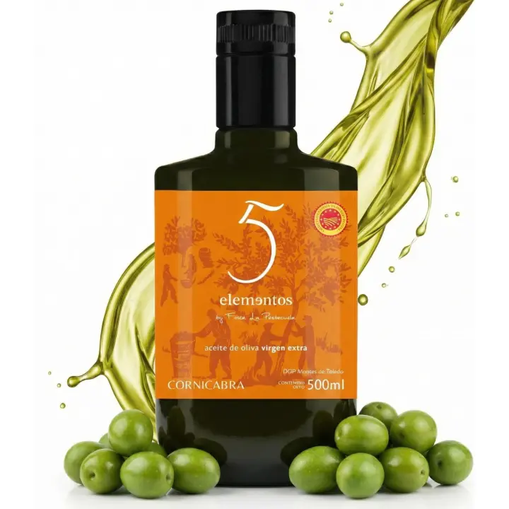 5 Elementos Aceite de Oliva Virgen Extra Cornicabra | DOP Montes de Toledo | AOVE de Nueva Temporada Extracción en Frío | 500ml - 1