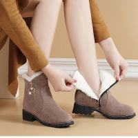 Botas De Invierno Para Mujer 2025 Con Forro De Peluche Faux Fur Botas De Nieve Con Cremallera Lateral Antideslizantes Y Talón Bajo Botas De Tobillo Termales - details 4