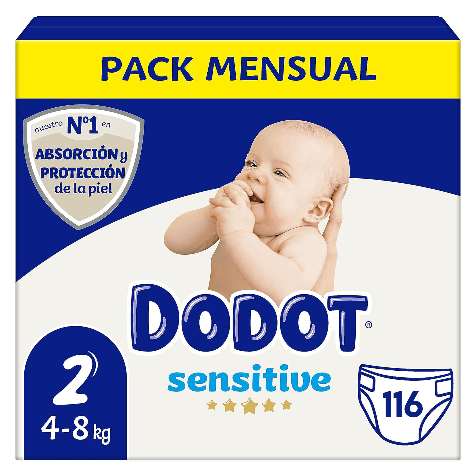 PACK de 2 - DODOT PAÑAL SENSITIVE TALLA 2 (2 x 58 UNIDADES)