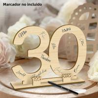 Libro De Invitados De Madera 30 Número Para Cumpleaños Aniversario Boda Retiro Fiesta Diseño Elegante Y Duradero - details 1