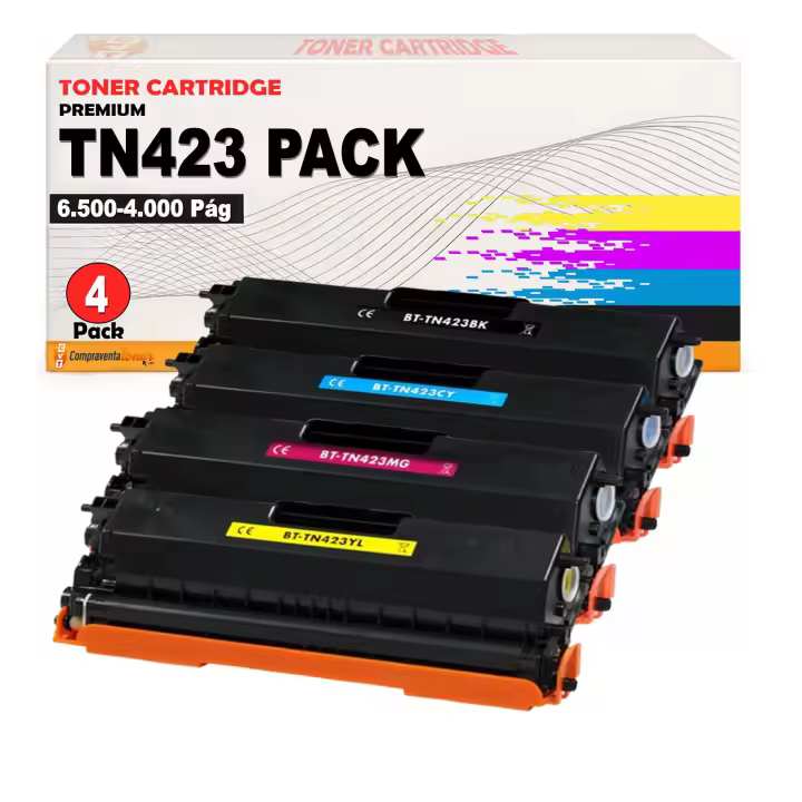 Compatible Pack 4 Brother TN423 / TN-423 Toner para HL L8260CDW HL L8360CDW MFC L8690CDW MFC L8900CDW DCP L8410CDW - 1