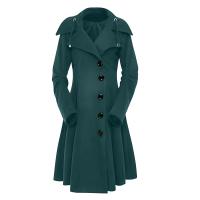 Chaqueta Trench Gothica Larga Y Ajustada Con Cuello Asimétrico Y Botones Elegante Y2k Streetwear Para Mujer Vintage - details 5