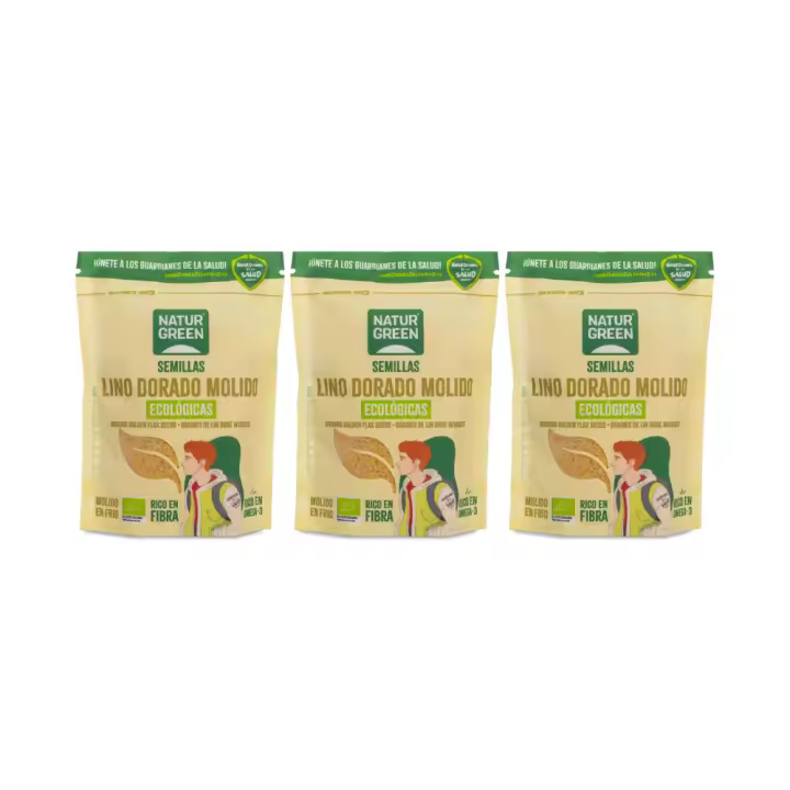 Pack 3x NaturGreen Semillas de lino dorado molido Bio 150 g - 1