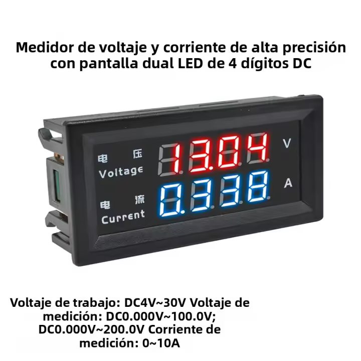 M4430 Voltímetro Y Amperímetro Digital De 4 Dígitos 0-100V/10A Con Pantalla Dual Roja Y Azul Medidor De Voltaje Y Corriente Tester Detector - 1