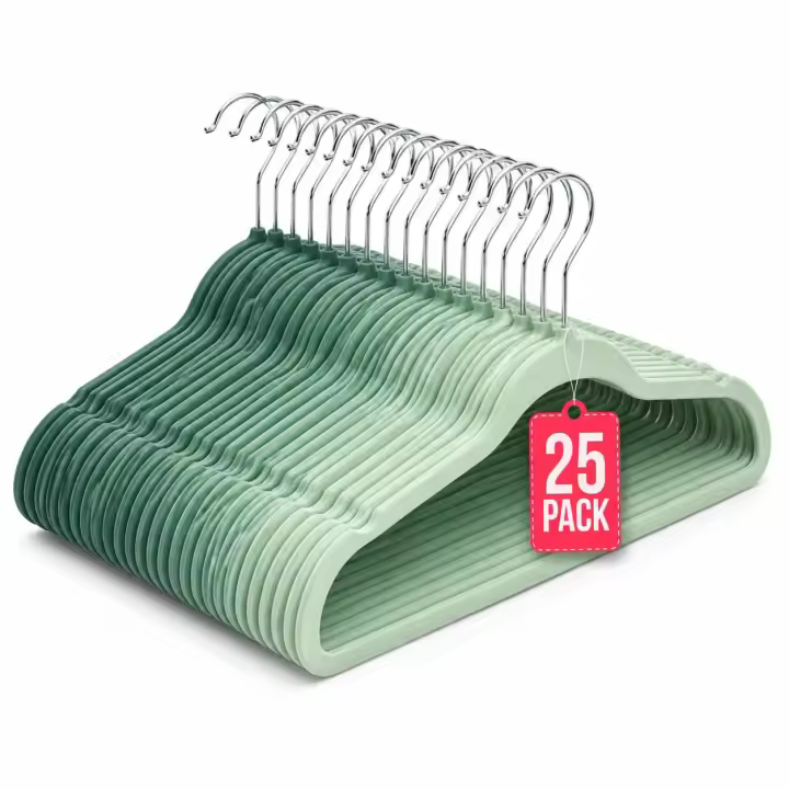COM-FORT HOUSE Perchas de Terciopelo Antideslizantes Varios colores y tamaños – Ultrafinas Ahorra Espacio – Gancho Giratorio 360° – Perchas para Ropa, Trajes, Vestidos y Camisas - 1