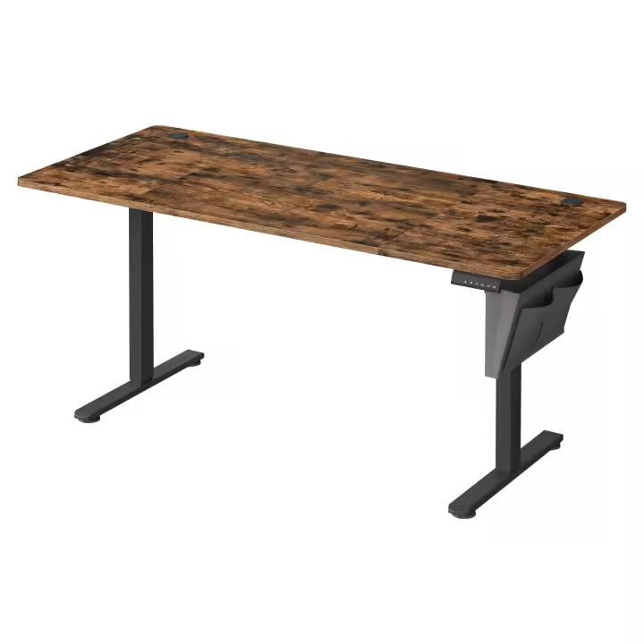 Escritorio Eléctrico Regulable en Altura con 4 Memorias, Bolsillo de Almacenamiento, Para Oficina, Estudio, Blanco, Marrón o Negro, 70x160x72-120 cm - 1