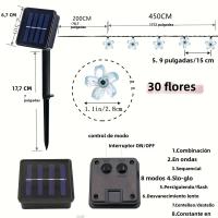 Cadena De Luces Solares De Cerezo Para Patio Decoración De Boda Y Fiesta Halloween Luces Faeiras Solares Para Porche - details 3