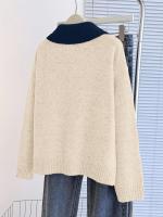 Top De Punto Para Mujer Estilo Elegante Y Casual Cuello En Polo Dos Piezas Con Contraste Para Otoño E Invierno - details 1