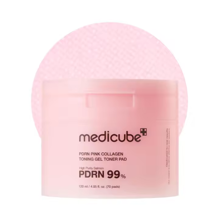 medicube PDRN Pink Collagen Toning Gel Toner Pad 70 pads | PDRN (Sodium DNA) + Colágeno + Niacinamida + Centella + Madecassoside + Retinol + LHA - 1