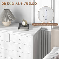 HOMCOM Cómoda con 5 Cajones, Cómoda Dormitorio con Patas Elevadas, Cajonera para Salón, Oficina, Estilo Moderno, 79x39,5x80,5 cm, Blanco - details 5