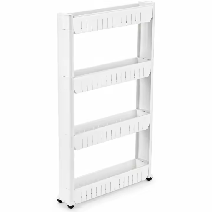 Carrito Auxiliar Estrecho con Ruedas, Estantería Organizadora Blanca de 2, 3 o 4 Niveles, Carro de Almacenamiento para Huecos y Rincones en Cocina, Mueble Auxiliar Cocina, Organizador Cocina, Almacenamiento y Accesorios para Cocina, Muebles de Cocina - 1