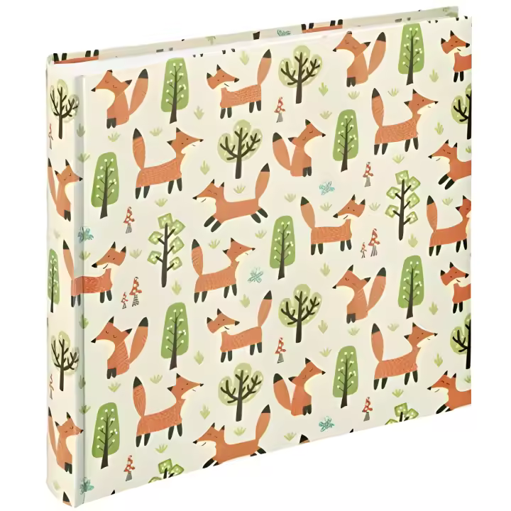 Hama Forest photo album, 30 x 30 cm, holds 400 photos of size 10 x 15 cm, features a laminated cover with a stylish fox design, perfect for kids' memories, includes 100 blank pages for personal customization. - 1