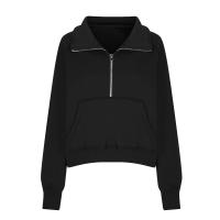 Nueva Sudadera De Mujer Con Capucha Cuello Erguido Otoño Invierno Color Sólido Fleece Manga Larga Bolsillos Cierre Media Pullover Suave - details 42