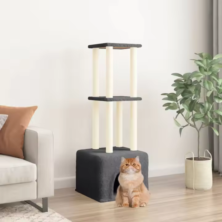 vidaXL Rascador para Gatos con Postes de Sisal Árbol Torre de Escalada Color Crema, Gris claro, Gris oscuro y mas - 1