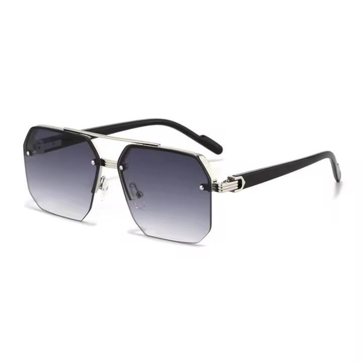 Gafas De Sol Para Hombres Y Mujeres Oversize Retro Double Bridges Polygon Square Metal Fashion Gradient Shades UV400 - 1