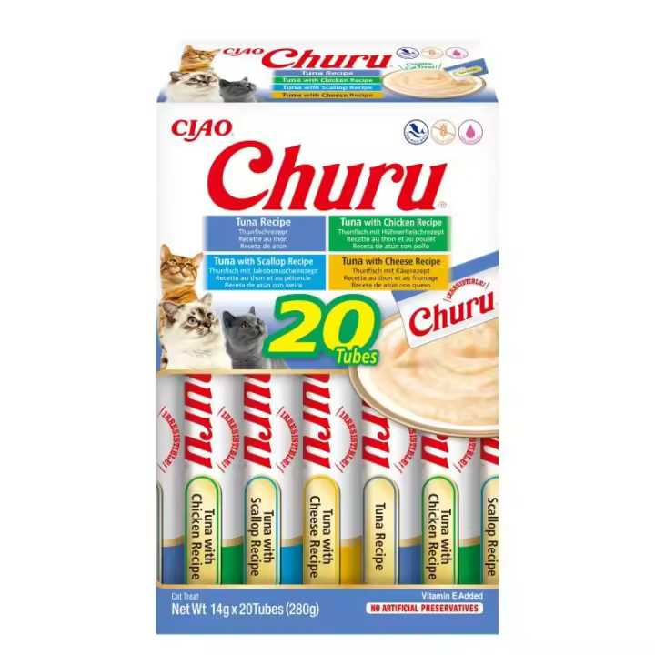 Inaba Churu Variedades de Atún - Golosinas y Snacks Deliciosos para Gatos - 1