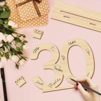 Libro De Invitados De Madera 30 Número Para Cumpleaños Aniversario Boda Retiro Fiesta Diseño Elegante Y Duradero - details 2