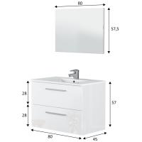 VS Venta-Stock - Mueble de baño modelo Axel 2 cajones, 80cm color blanco brillo con espejo, sin lavabo - details 0