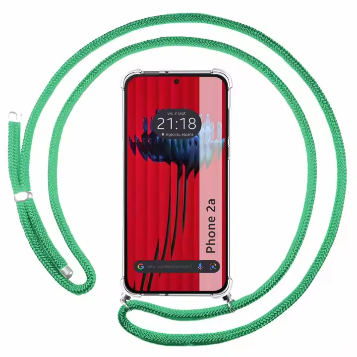 Tumundosmartphone Funda Colgante Transparente para Nothing Phone 2a 5G con Cordon Verde Agua - 1