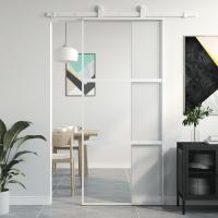 vidaXL Puerta Corredera Panel de Hogar Vidrio ESG Transparente y Aluminio Color Dorado, Dorado y mate, Blanco y transparente y mas - details 2