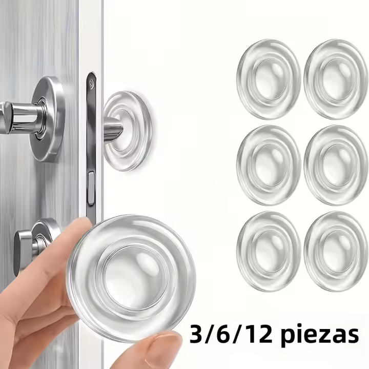 Paradas De Puerta Absorbentes De Choque 3/6/12pcs Transparentes Autoadhesivas Protección De Pared Reducción De Ruido Fácil Instalación - 1