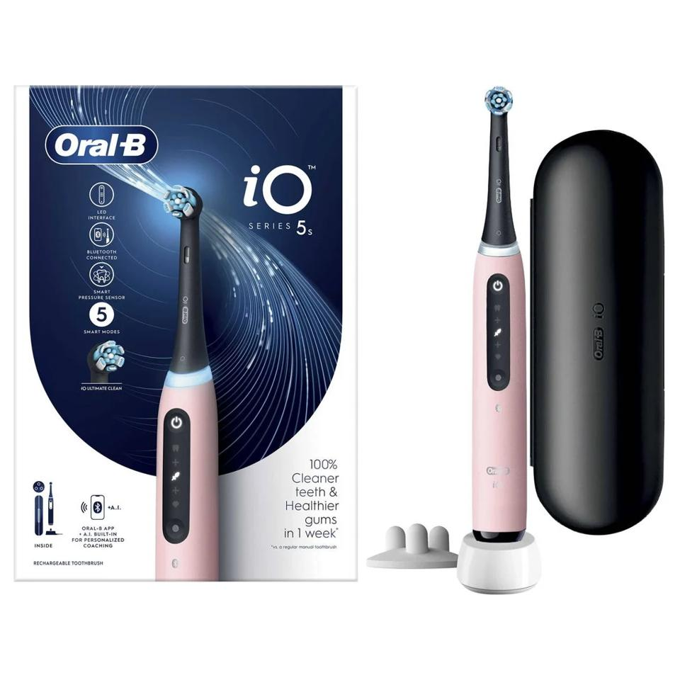 Oral-B iO5s Cepillo de Dientes Eléctrico con Estuche de Viaje y Cabezal incluido. Disponible color Negro y Rosa, Producto Europeo con Garantía Oficial.