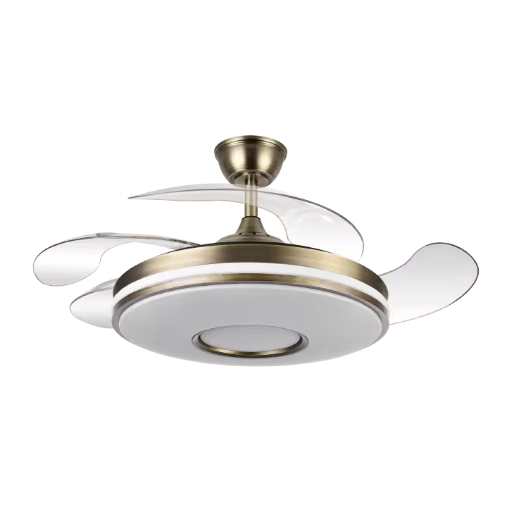 ABRILA ALTA GAMA Ventilador Dc Dani 59w 6980lm CUERO 4 Aspas desp.107d 3000-4000-6000k Control Remoto, Regulables intensidad, Memoria Y Temporizador Control de aire verano o invierno Incluye mando y dos tijas de 12,5 y 20 centímetros Calidad Garantizada - 1