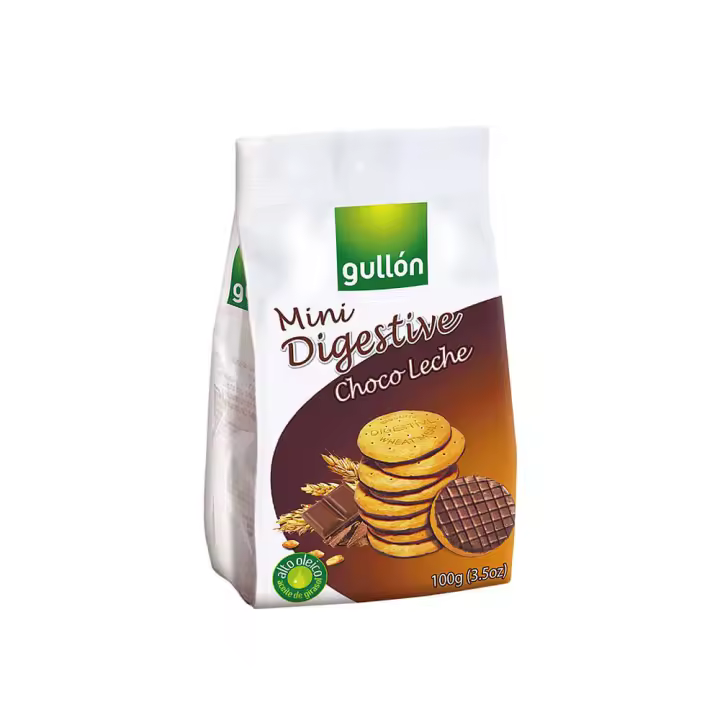 Galletas Gullón MiniDigestive 100 gramos - galleta integral con cereales con una capa de chocolate con leche - Estuche de 12 paquetes - 1