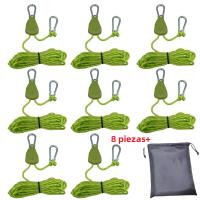 8Pcs 4m Cuerda De Camping Ajustable Con Engrosador De Cuerda Y Gancho Fijo Para Tienda De Campaña Accesorios Para Tents - details 3