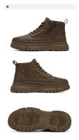 Botas De Cuero Impermeables Para Hombre Botines De Moda Casual Para Otoño Y Primavera Zapatos De Deporte De Media Calf High Para Senderismo Exterior - details 15