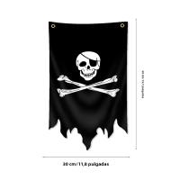 Bandeera De Pirata Jolly Roger 30x50CM En Poliéster Impresa Tapiz De Calavera Y Boneco Para Decoración De Halloween - details 5