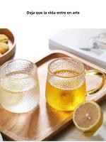 Taza De Café Con Patrón De Martillo 350ml/400ml Vidrio Resistente Al Calor Con Asa Para Bebidas Y Jugo Uso Doméstico Y Cócteles - details 5
