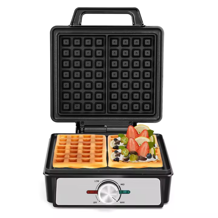 AIGOSTAR Gofres Profesional, Temperatura Ajustable (80-200°C), 1600W, Placa Antiadherente Profunda, Mango Frío al Tacto, Indicador LED y Almacenamiento Vertical - 1
