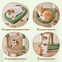 Cactus-Shaped Cat Scratching Tree with Observation Platform, Cave, and Sisal Logs, 42.5×42.5×106.5 cm, Brown and Green - details 6