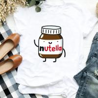 Camiseta Mujer Nutella Estampado Moda Harajuku Casual Blanca Top Verano Nuevo Ropa Femenina T-Shirt Cuello Redondo Manga Corta - details 4