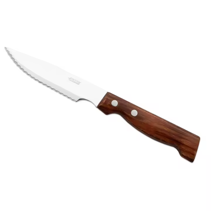 Arcos Cuchillo Chuletero de Mesa - Hoja Serrada Acero Inoxidable NITRUM 120 mm - Mango Madera Comprimida - Ideal para Carnes - Serie Cuchillos de Mesa - 1