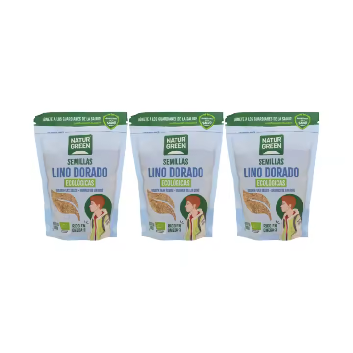 Pack 3x NaturGreen Lino Dorado Bio 500 g - Semillas de Lino Ecológico Rico en Omega-3 y Fibra Saludable - 1