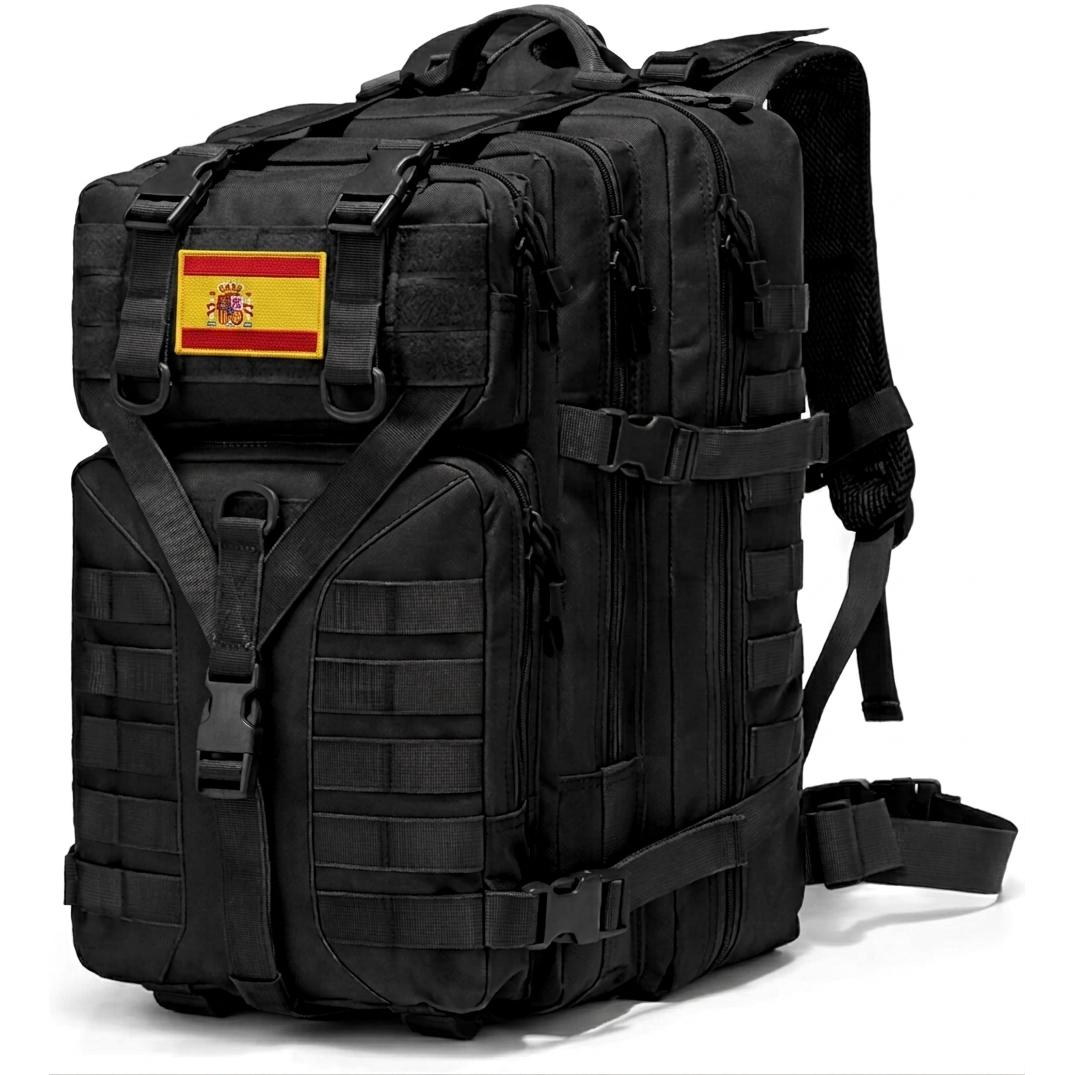 Mochila táctica 50L impermeable con parche bandera de España para gimnasio, crossfit, camping, senderismo y viaje
