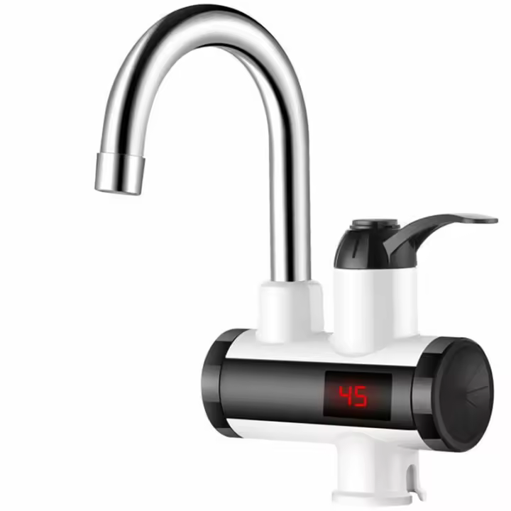 Grifo de agua caliente instantáneo de 3000 W, calentador de agua eléctrico con pantalla digital LED, grifo de cocina y baño, IPX4, resistente al agua, rotación de 360 °, tapón de fugas de 220 V, negro y - 1