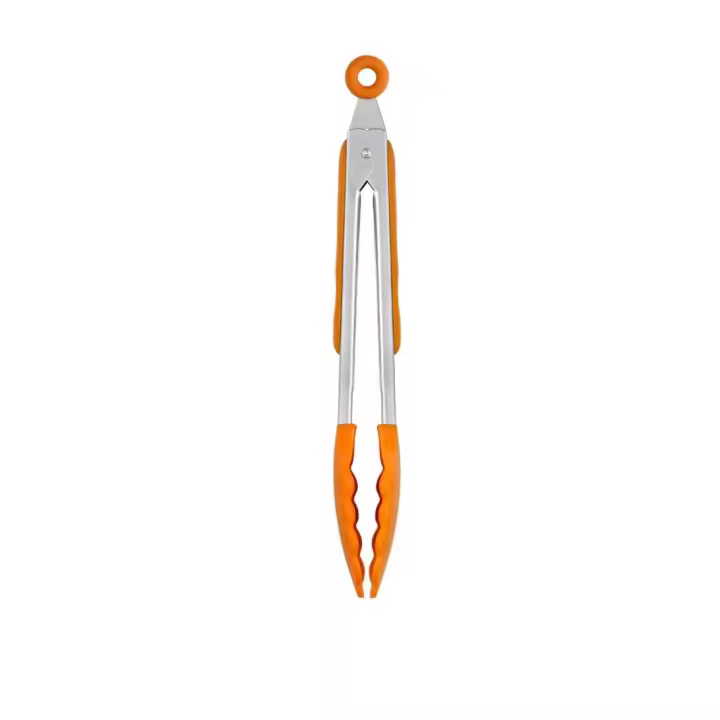 Bra - Pinzas de Cocina Efficient, Utensilio Cocina Acero Inoxidable, Silicona Naranja, Coger Alimentos, Apto Lavavajillas - 1