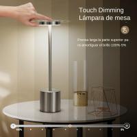 Lámpara De Mesa LED Recargable USB Luz Nocturna Táctil De 3 Colores Metal Para Decoración De Habitación Luz De Escritorio Para Exterior Y Comedor - details 1