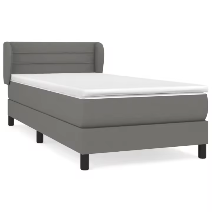 vidaXL Cama box spring con colchón tela gris oscuro 90x200 cm - 1