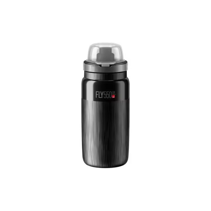 Elite - Bidón Fly Tex MTB para ciclismo de montaña, superligero y duradero, 550 ml, con tapa transparente extraíble y válvula protegida, libre de BPA y 100% reciclable - 1