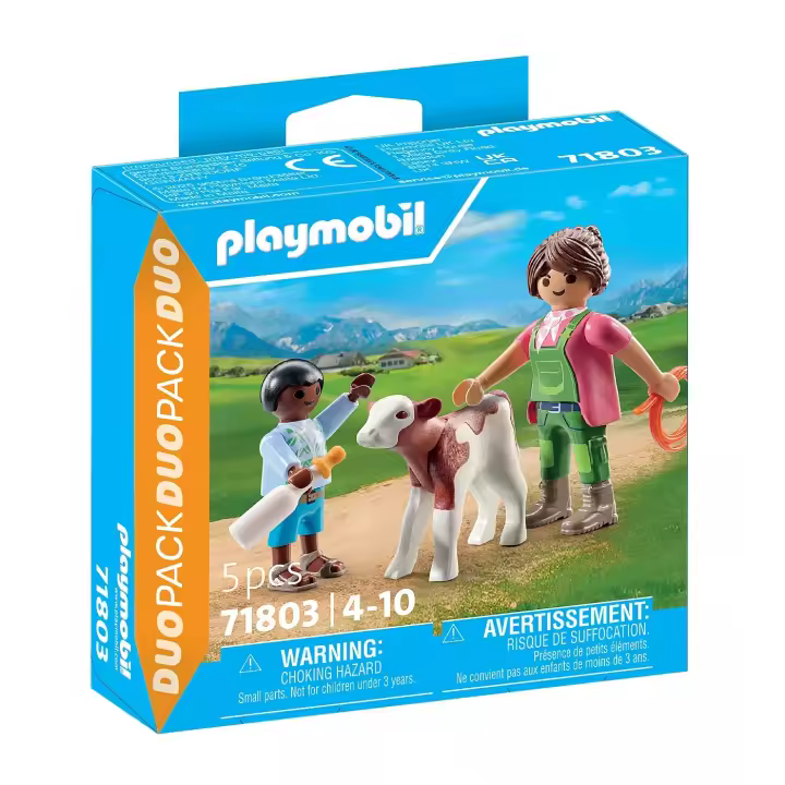 PLAYMOBIL DUO PACK - GRANJERA CON TERNERO, 71803, TIENDA CON LICENCIA OFICIAL - 1